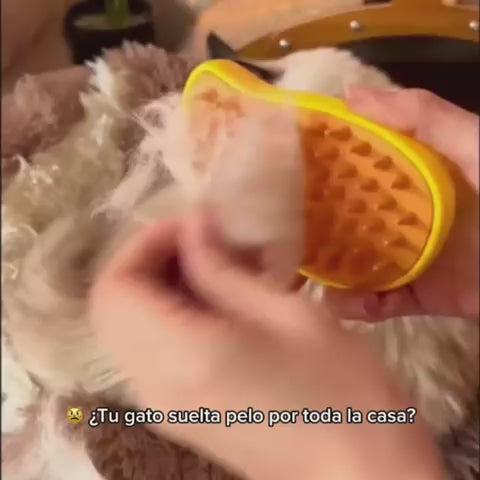 Cepillo de Vapor para Gatos 3 en 1 | Elimina Pelos Sueltos, Masaje Relajante y Brillo al Pelaje